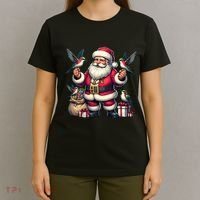 American Santa Claus Holding Hummingbird Present Xmas Tank Top T-Shirt thumb 4