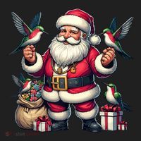 American Santa Claus Holding Hummingbird Present Xmas Tank Top Beanie thumb 2