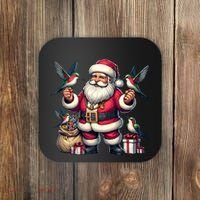 American Santa Claus Holding Hummingbird Present Xmas Tank Top Coaster thumb 0