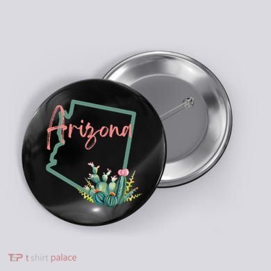 Arizona State Cactus Flowers Button