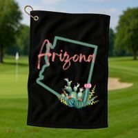 Arizona State Cactus Flowers Golf Towel thumb 1