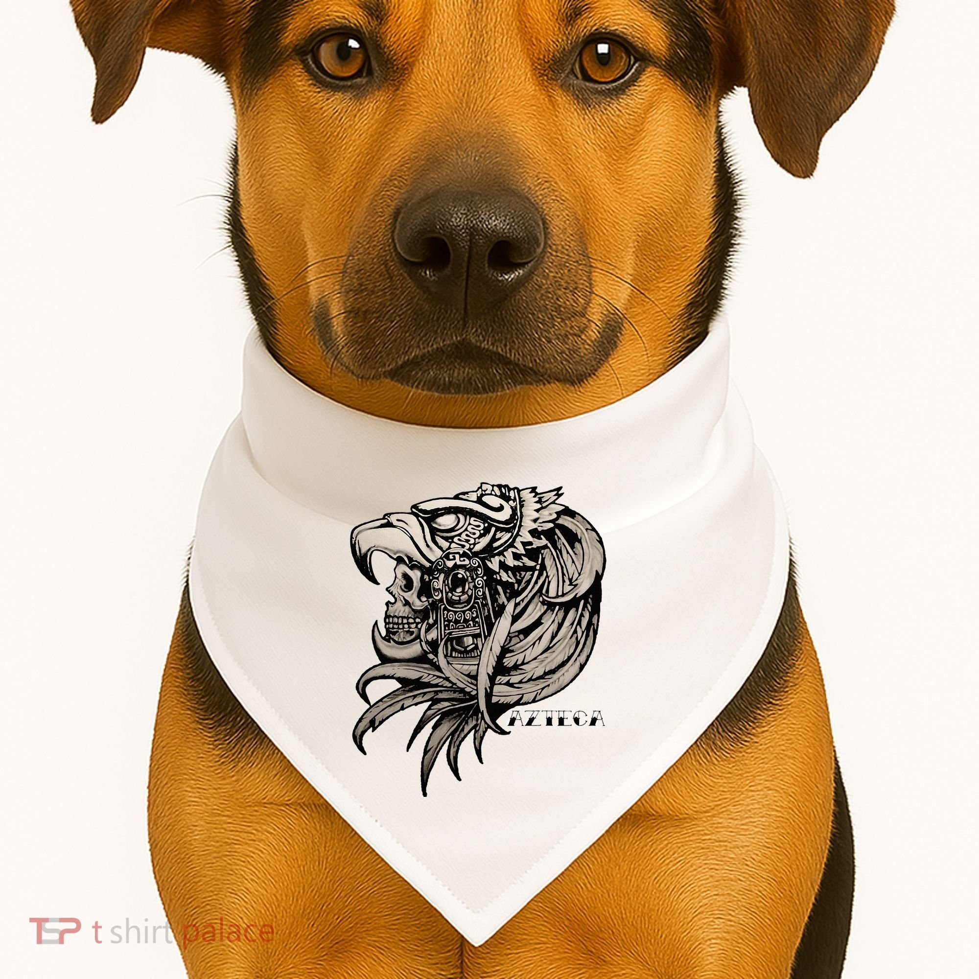 Aztec Skull Calabera Azteca USA-Made Doggie Bandana