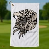 Aztec Skull Calabera Azteca Golf Towel thumb 1