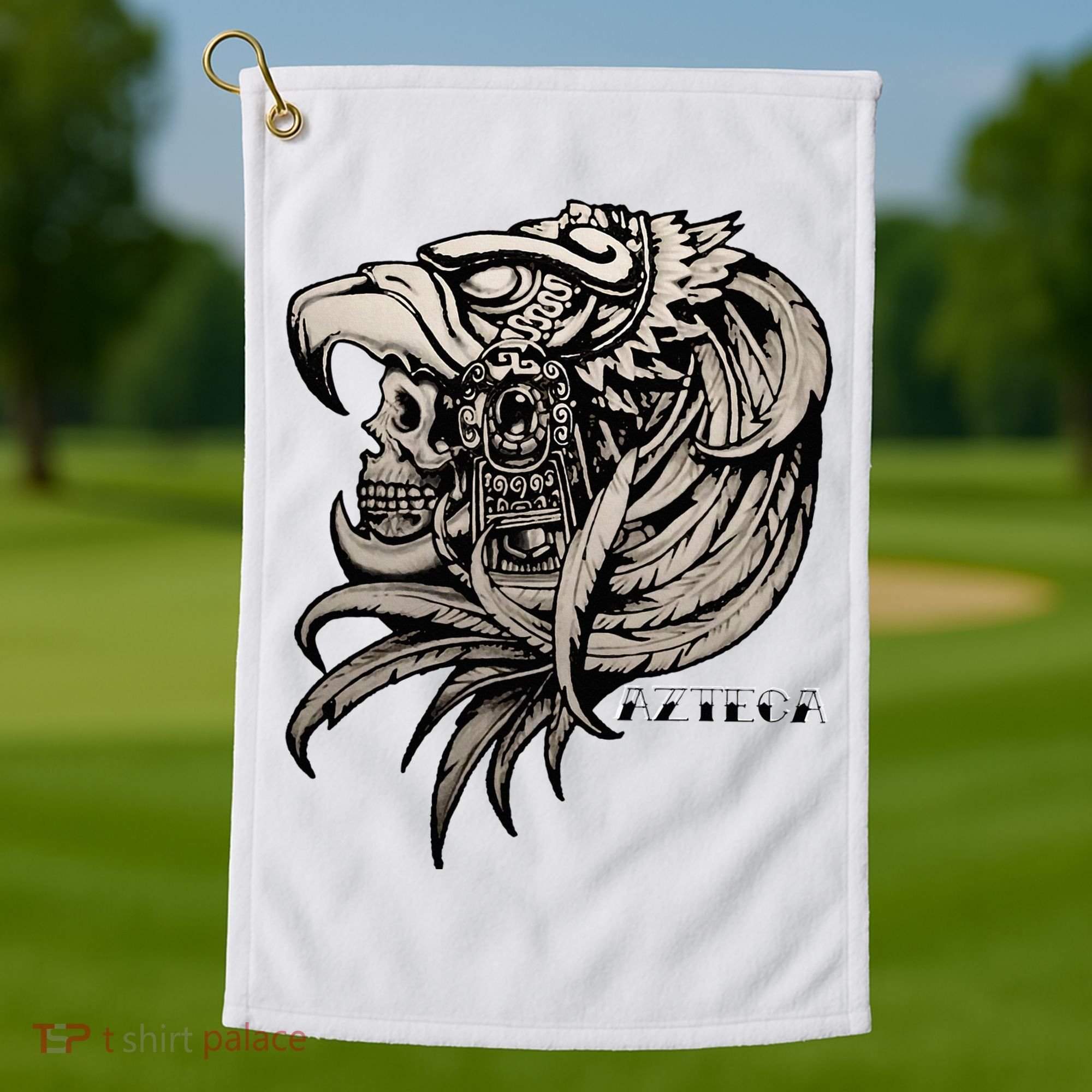 Aztec Skull Calabera Azteca Golf Towel