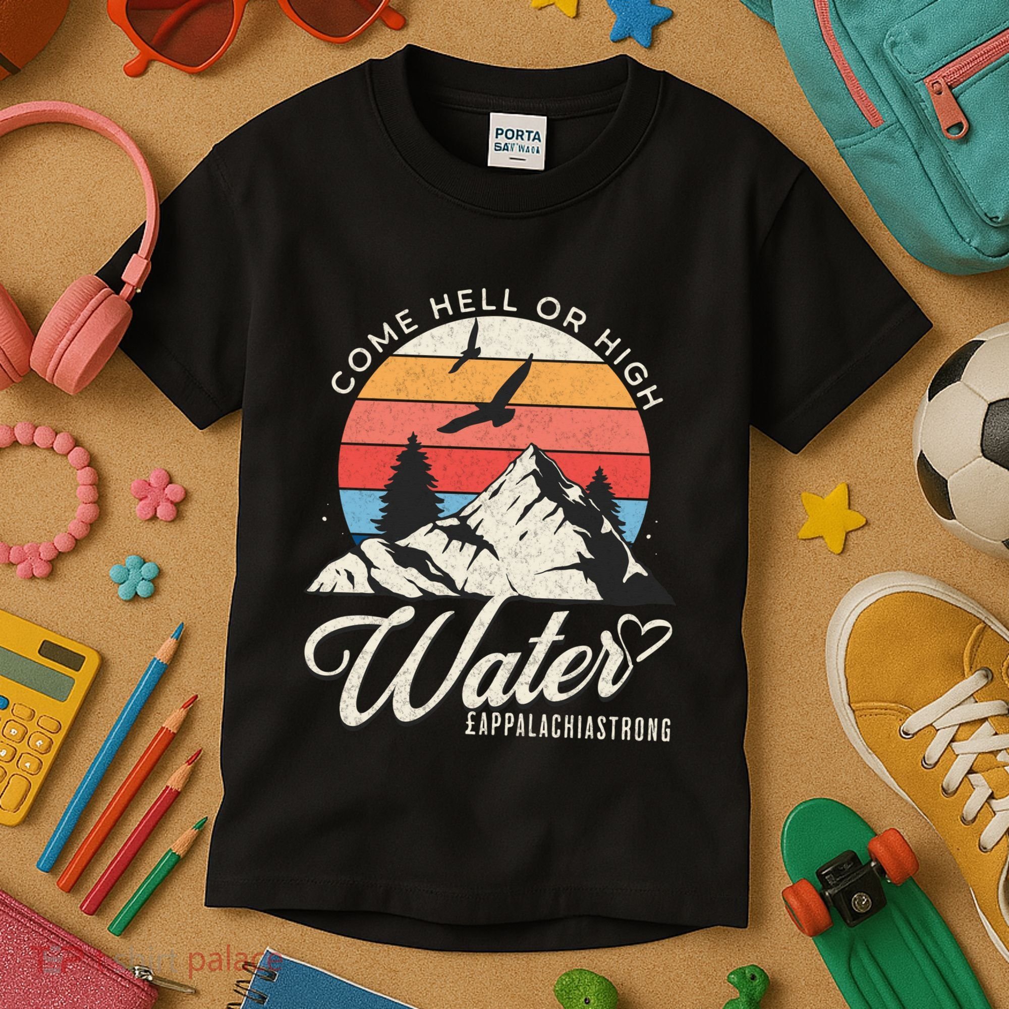 Appalachia Strong Come Hell Or High Water Mountain Kids T-Shirt