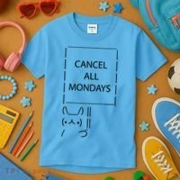 ASCII Bunny Cancel All Mondays Kids T-Shirt thumb 3