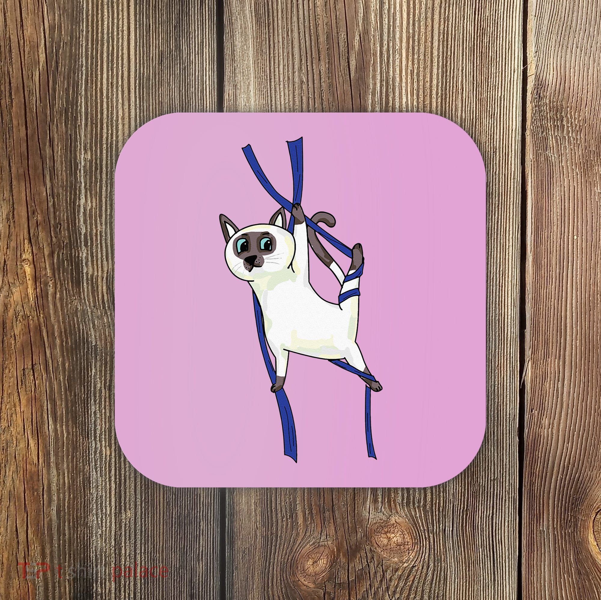 Aerial Silks Dancer Aerialist Air Yoga Acrobatics Cat Funny Coaster