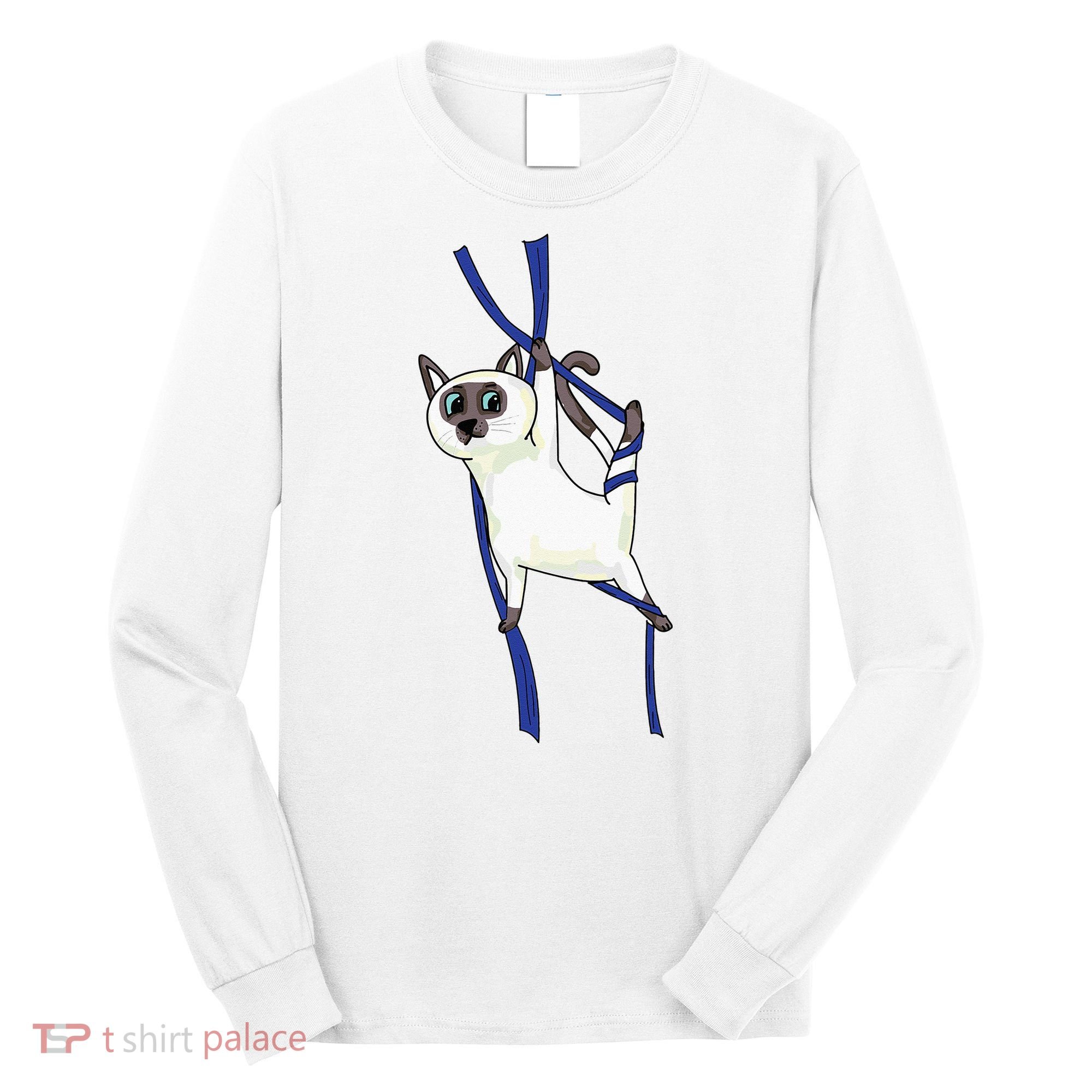 Aerial Silks Dancer Aerialist Air Yoga Acrobatics Cat Funny Long Sleeve Shirt