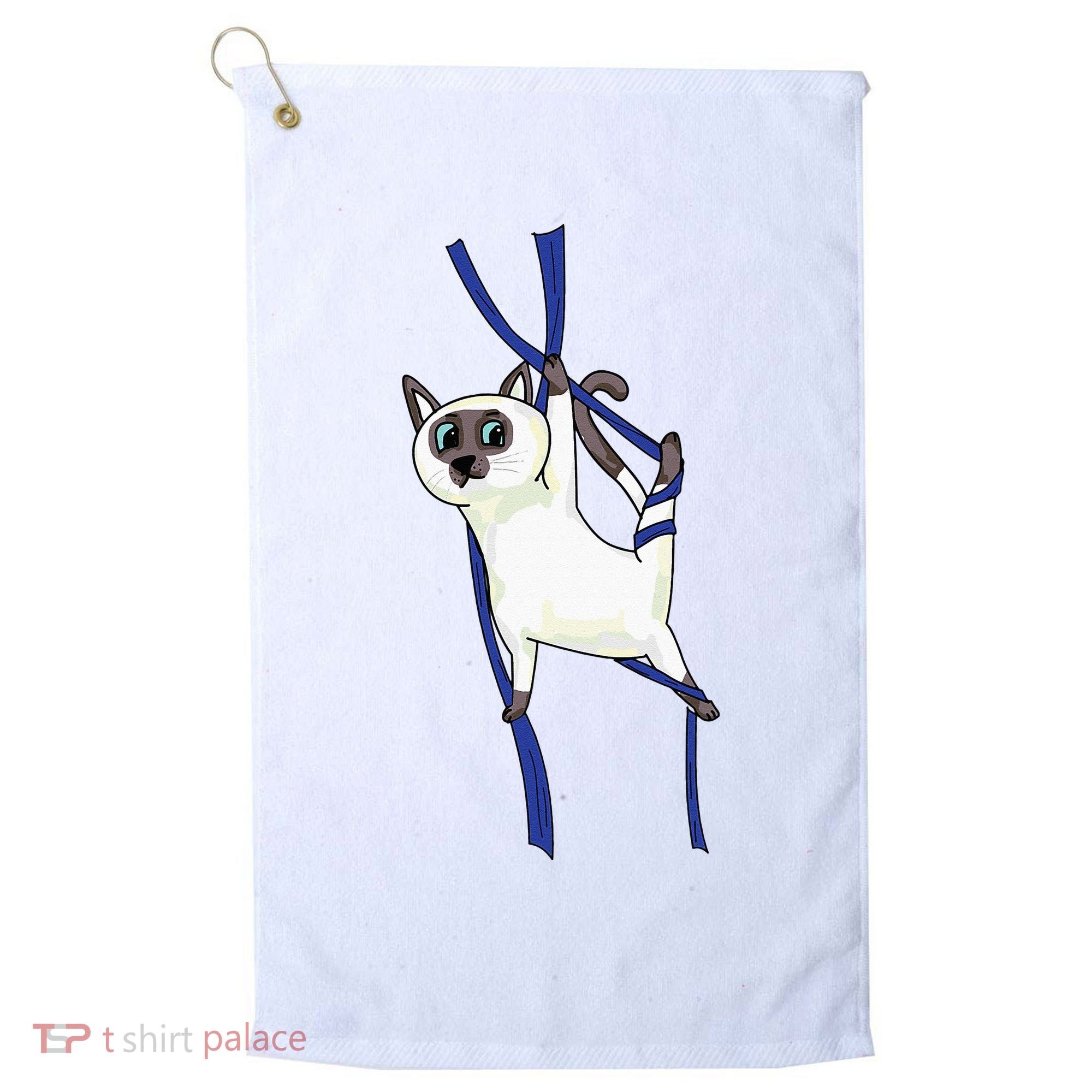 Aerial Silks Dancer Aerialist Air Yoga Acrobatics Cat Funny Golf Towel