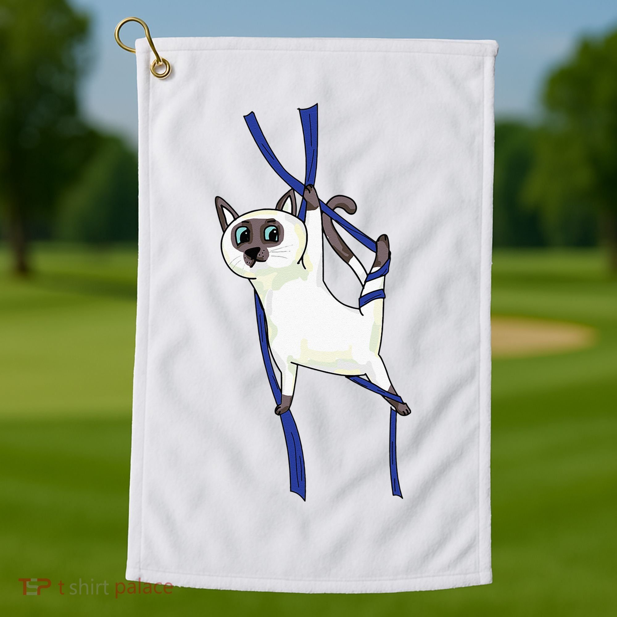 Aerial Silks Dancer Aerialist Air Yoga Acrobatics Cat Funny Golf Towel