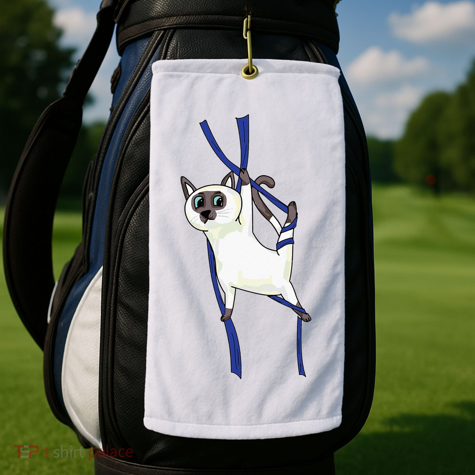 Aerial Silks Dancer Aerialist Air Yoga Acrobatics Cat Funny Golf Towel