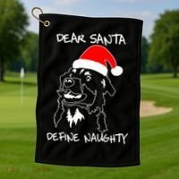 Australian Shepherd Dear Stanta Define Naughty Xmas Dog Lovers Christmas Golf Towel thumb 1