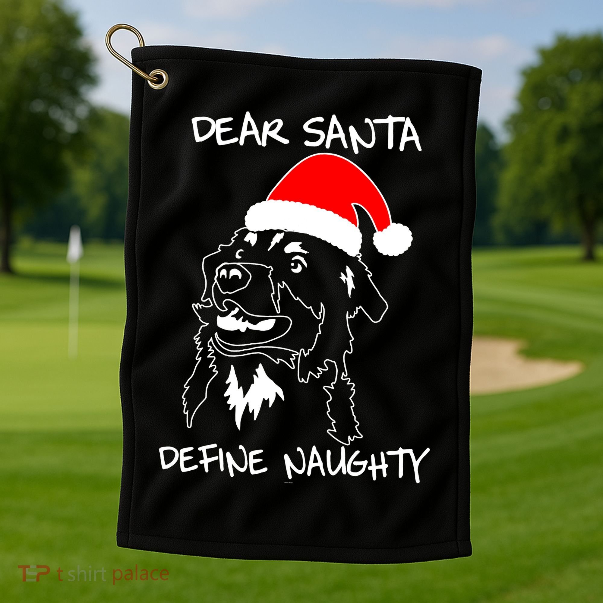 Australian Shepherd Dear Stanta Define Naughty Xmas Dog Lovers Christmas Golf Towel