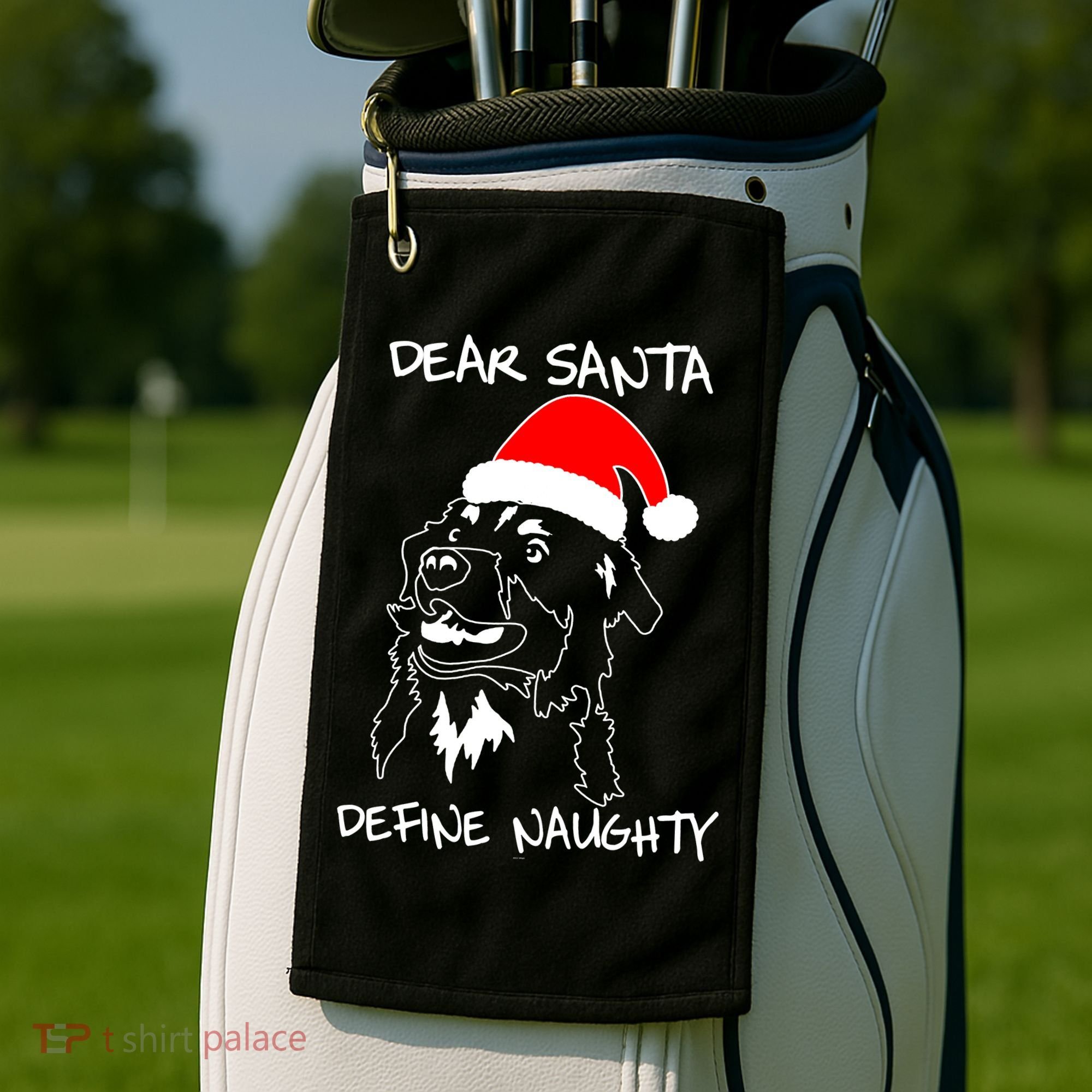 Australian Shepherd Dear Stanta Define Naughty Xmas Dog Lovers Christmas Golf Towel