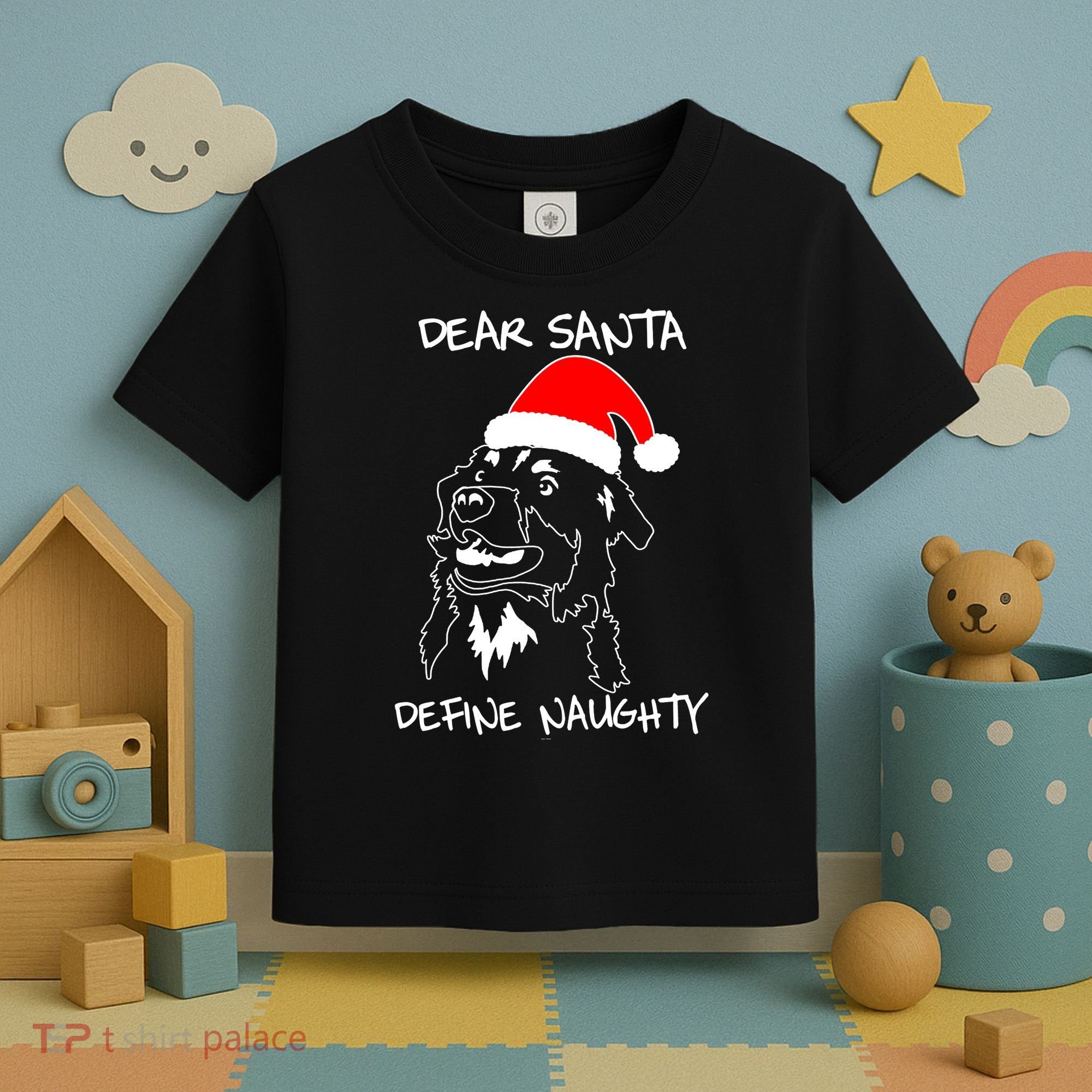 Australian Shepherd Dear Stanta Define Naughty Xmas Dog Lovers Christmas Toddler T-Shirt