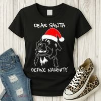 Australian Shepherd Dear Stanta Define Naughty Xmas Dog Lovers Christmas Women's T-Shirt thumb 3