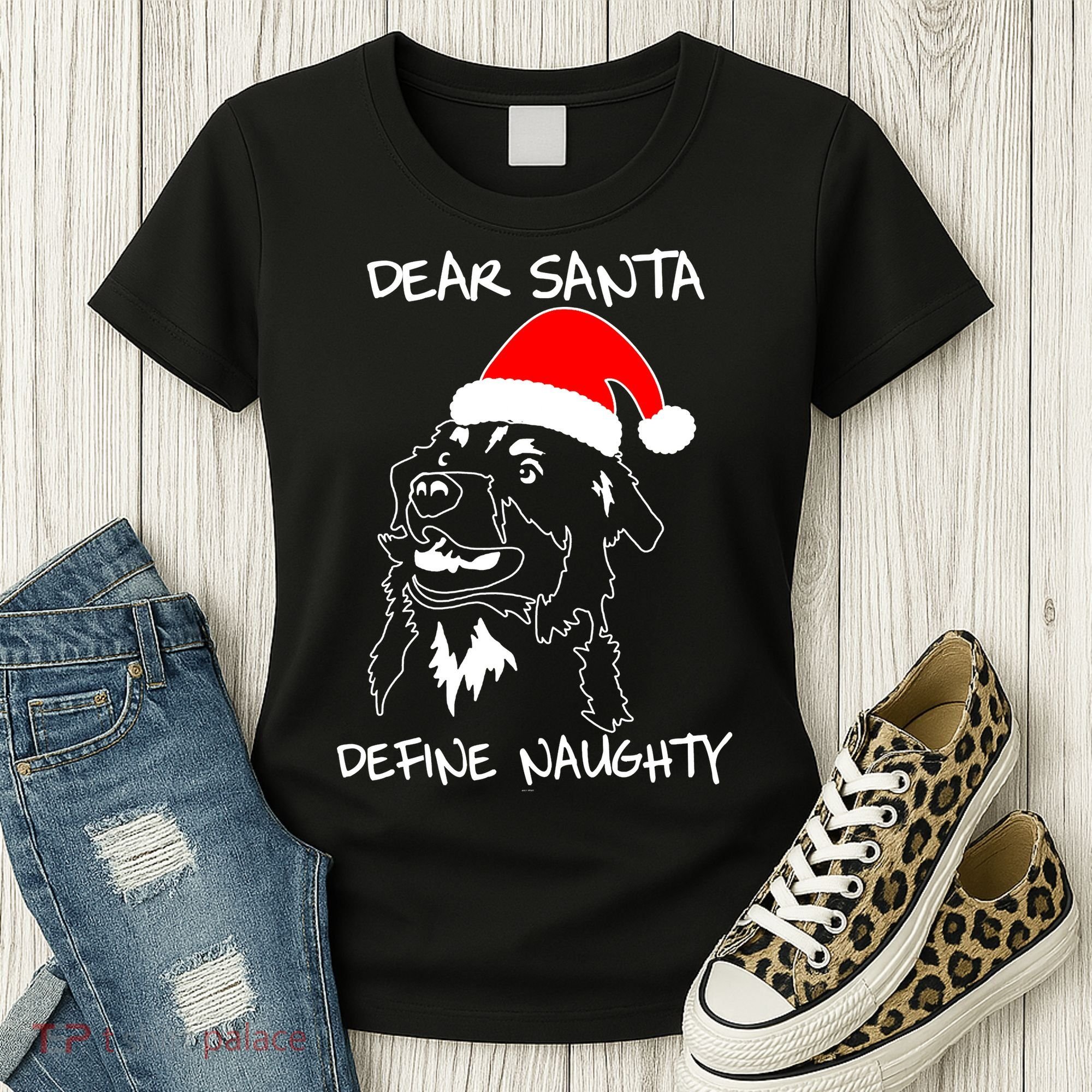Australian Shepherd Dear Stanta Define Naughty Xmas Dog Lovers Christmas Women's T-Shirt
