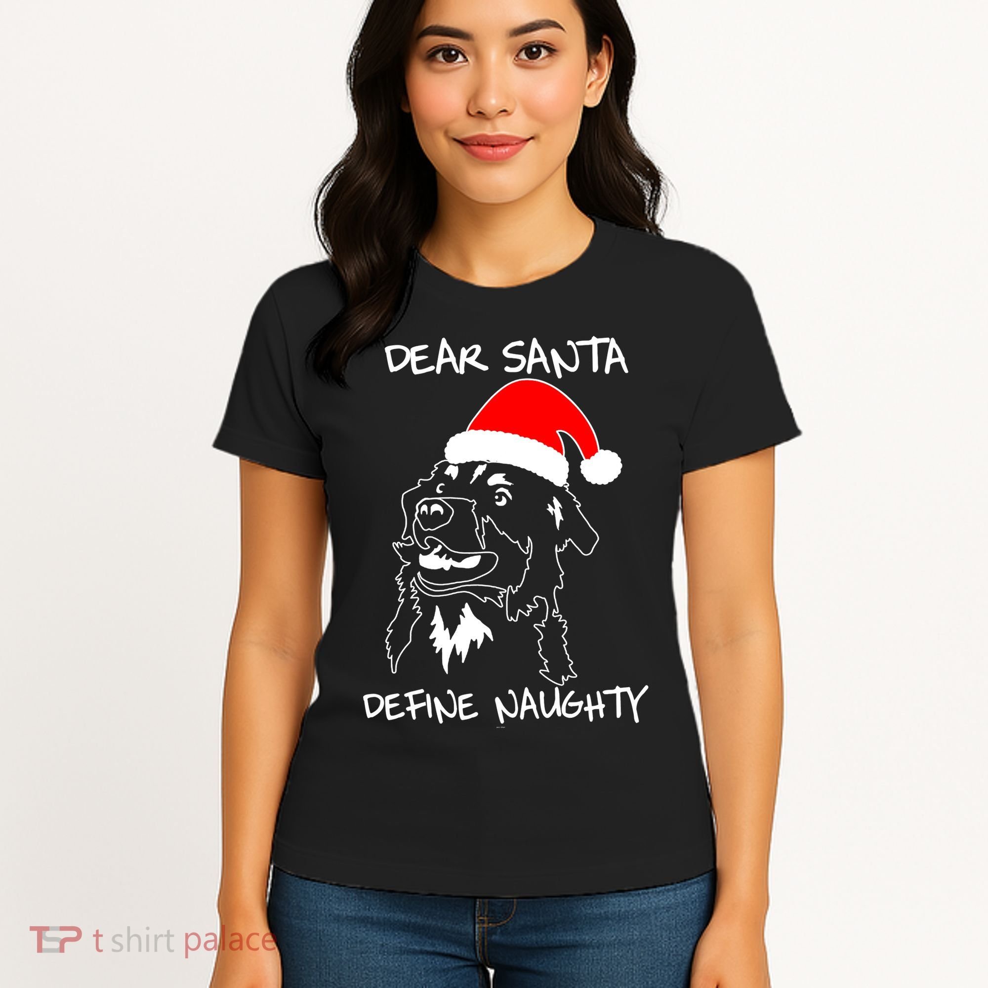 Australian Shepherd Dear Stanta Define Naughty Xmas Dog Lovers Christmas Women's T-Shirt
