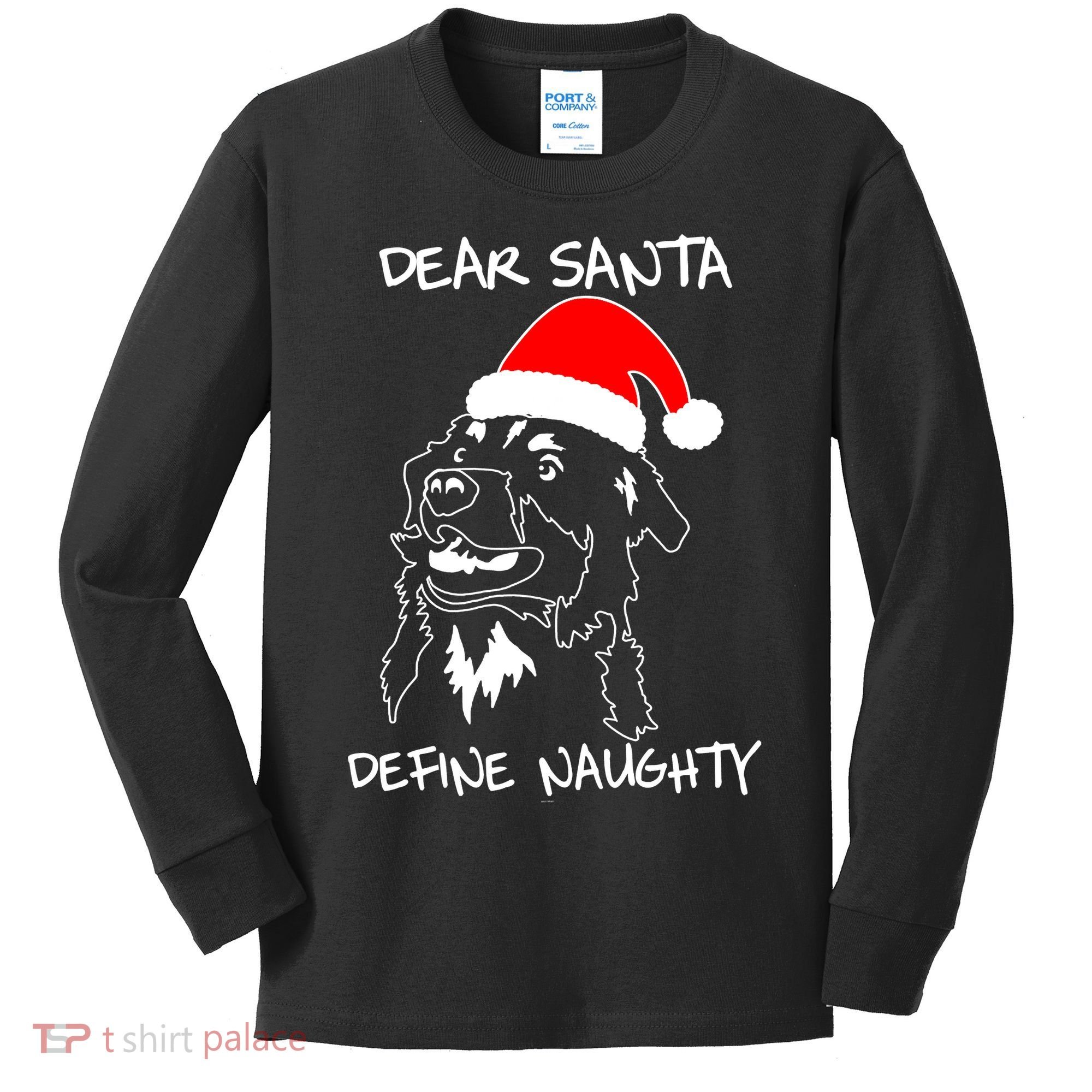 Australian Shepherd Dear Stanta Define Naughty Xmas Dog Lovers Christmas Kids Long Sleeve Shirt
