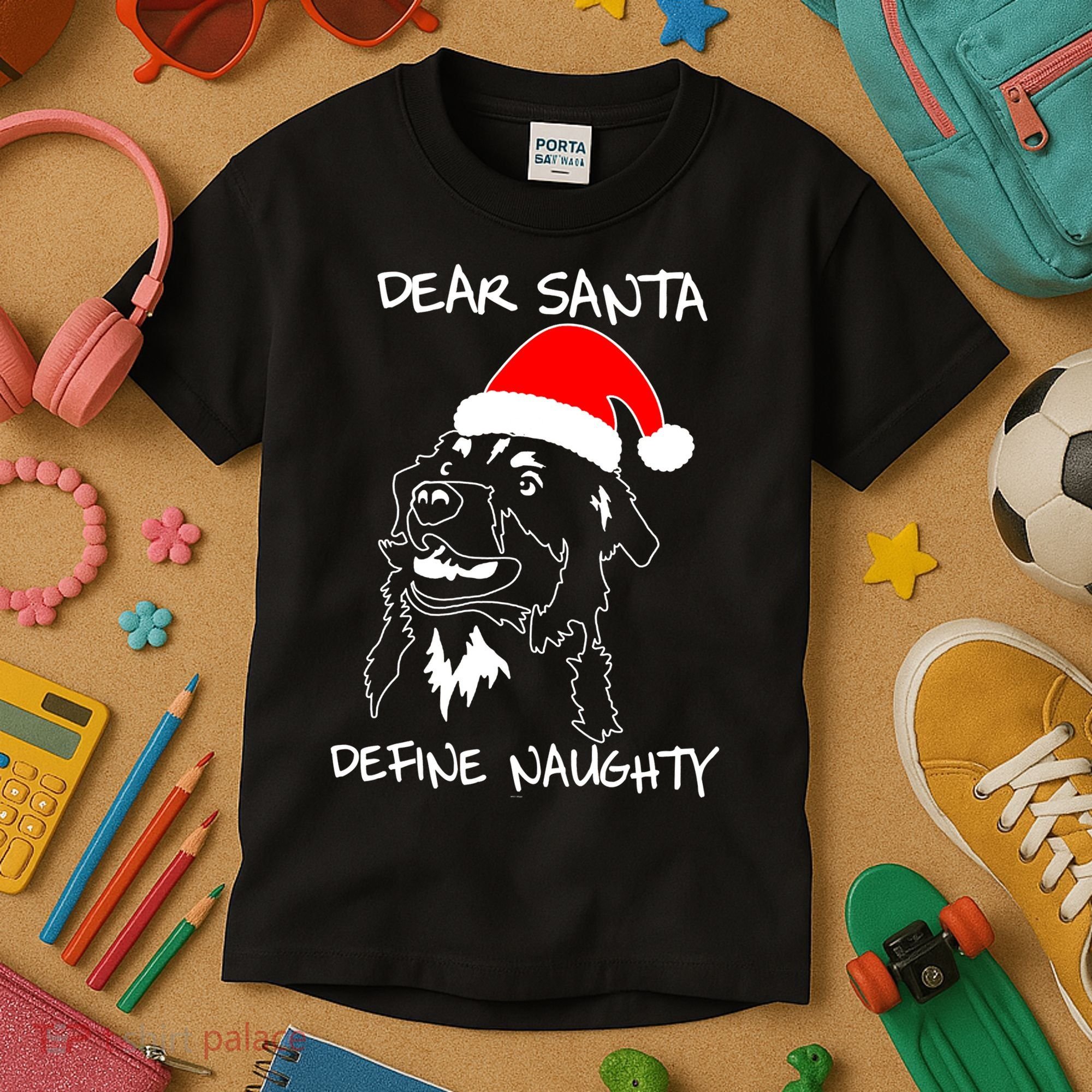 Australian Shepherd Dear Stanta Define Naughty Xmas Dog Lovers Christmas Kids T-Shirt