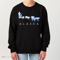 Alaska Sled Dogs Mushing Gift Sled Dog Team Snow Mountain Scene Gift Women's Sweatshirt thumb 0