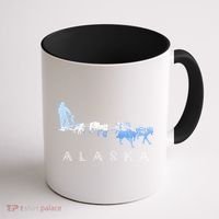Alaska Sled Dogs Mushing Gift Sled Dog Team Snow Mountain Scene Gift Coffee Mug thumb 1