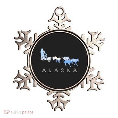 Alaska Sled Dogs Mushing Gift Sled Dog Team Snow Mountain Scene Gift Ornament