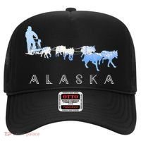 Alaska Sled Dogs Mushing Gift Sled Dog Team Snow Mountain Scene Gift Hat thumb 0
