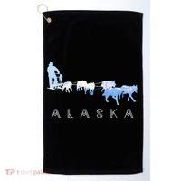 Alaska Sled Dogs Mushing Gift Sled Dog Team Snow Mountain Scene Gift Golf Towel thumb 0