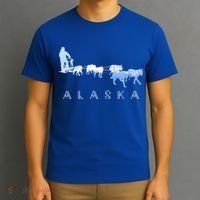 Alaska Sled Dogs Mushing Gift Sled Dog Team Snow Mountain Scene Gift T-Shirt thumb 3