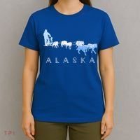 Alaska Sled Dogs Mushing Gift Sled Dog Team Snow Mountain Scene Gift T-Shirt thumb 4