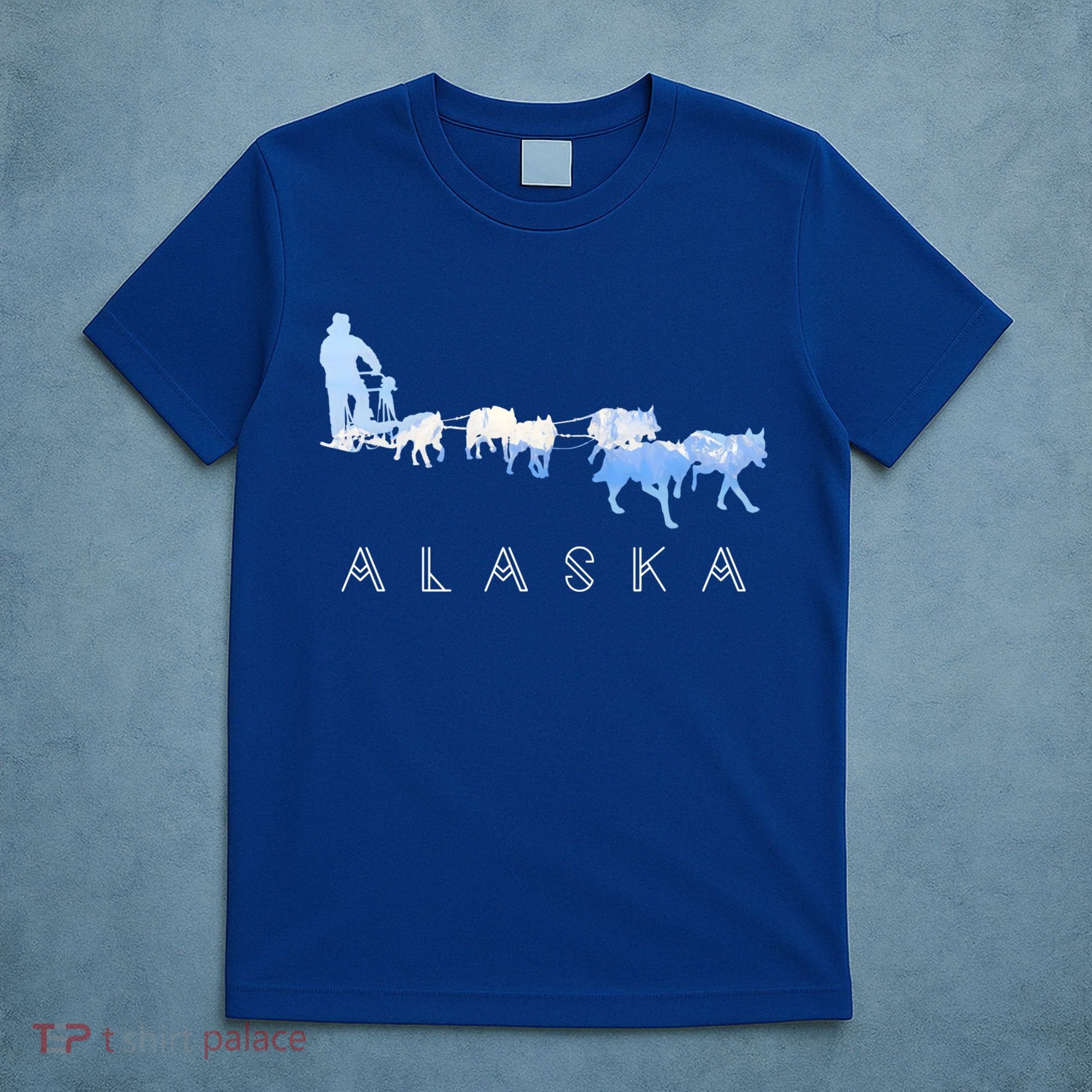 Alaska Sled Dogs Mushing Gift Sled Dog Team Snow Mountain Scene Gift T-Shirt