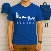 Alaska Sled Dogs Mushing Gift Sled Dog Team Snow Mountain Scene Gift T-Shirt thumb 6