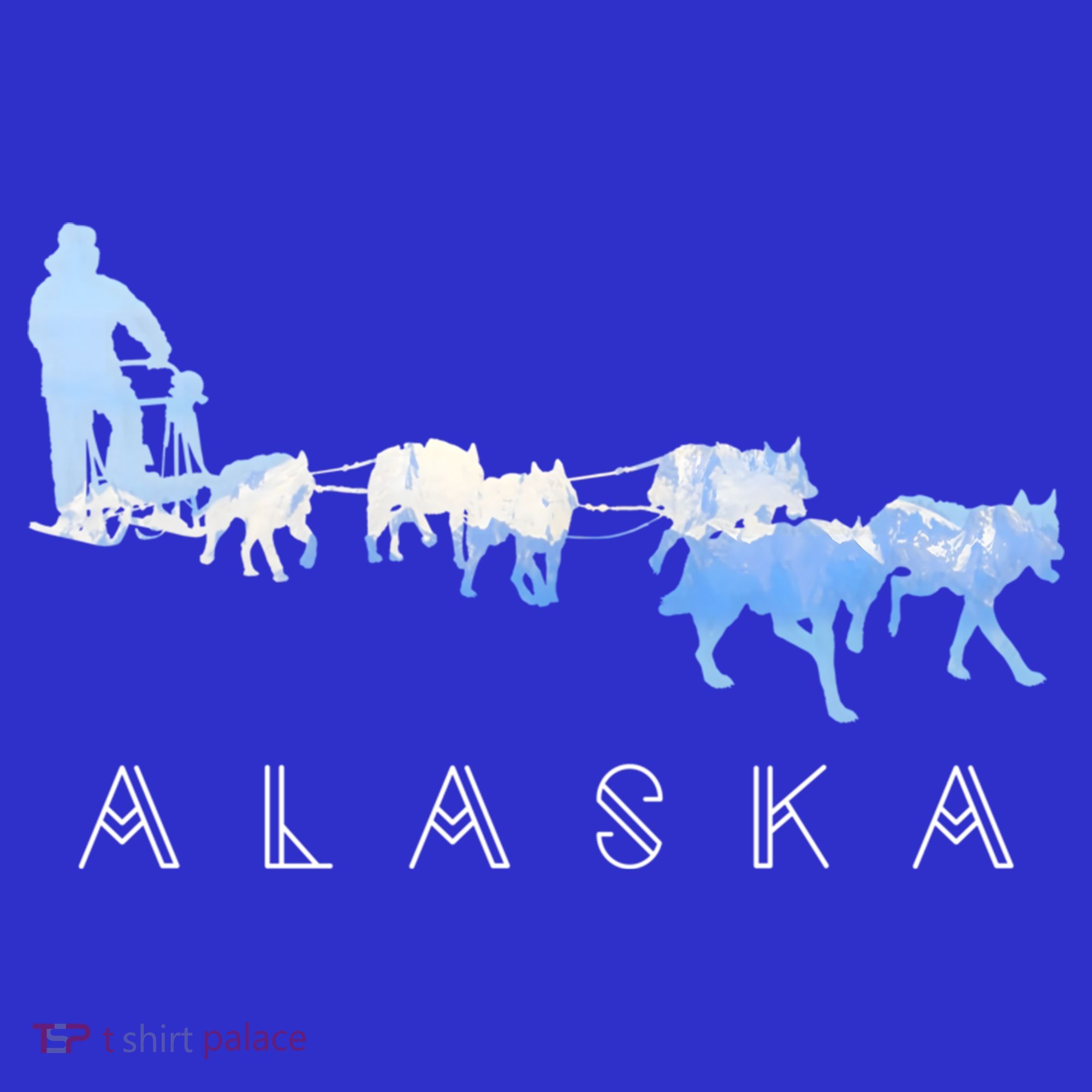 Alaska Sled Dogs Mushing Gift Sled Dog Team Snow Mountain Scene Gift T-Shirt