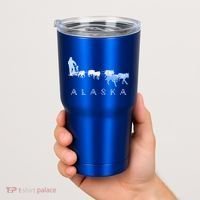 Alaska Sled Dogs Mushing Gift Sled Dog Team Snow Mountain Scene Gift Tumbler thumb 2
