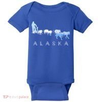 Alaska Sled Dogs Mushing Gift Sled Dog Team Snow Mountain Scene Gift Baby Bodysuit thumb 0