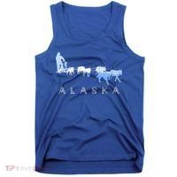 Alaska Sled Dogs Mushing Gift Sled Dog Team Snow Mountain Scene Gift Tank Top thumb 0