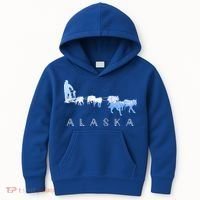 Alaska Sled Dogs Mushing Gift Sled Dog Team Snow Mountain Scene Gift Kids Hoodie thumb 0