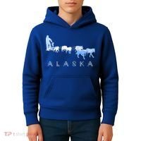 Alaska Sled Dogs Mushing Gift Sled Dog Team Snow Mountain Scene Gift Kids Hoodie thumb 4