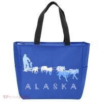 Alaska Sled Dogs Mushing Gift Sled Dog Team Snow Mountain Scene Gift Tote Bag thumb 0