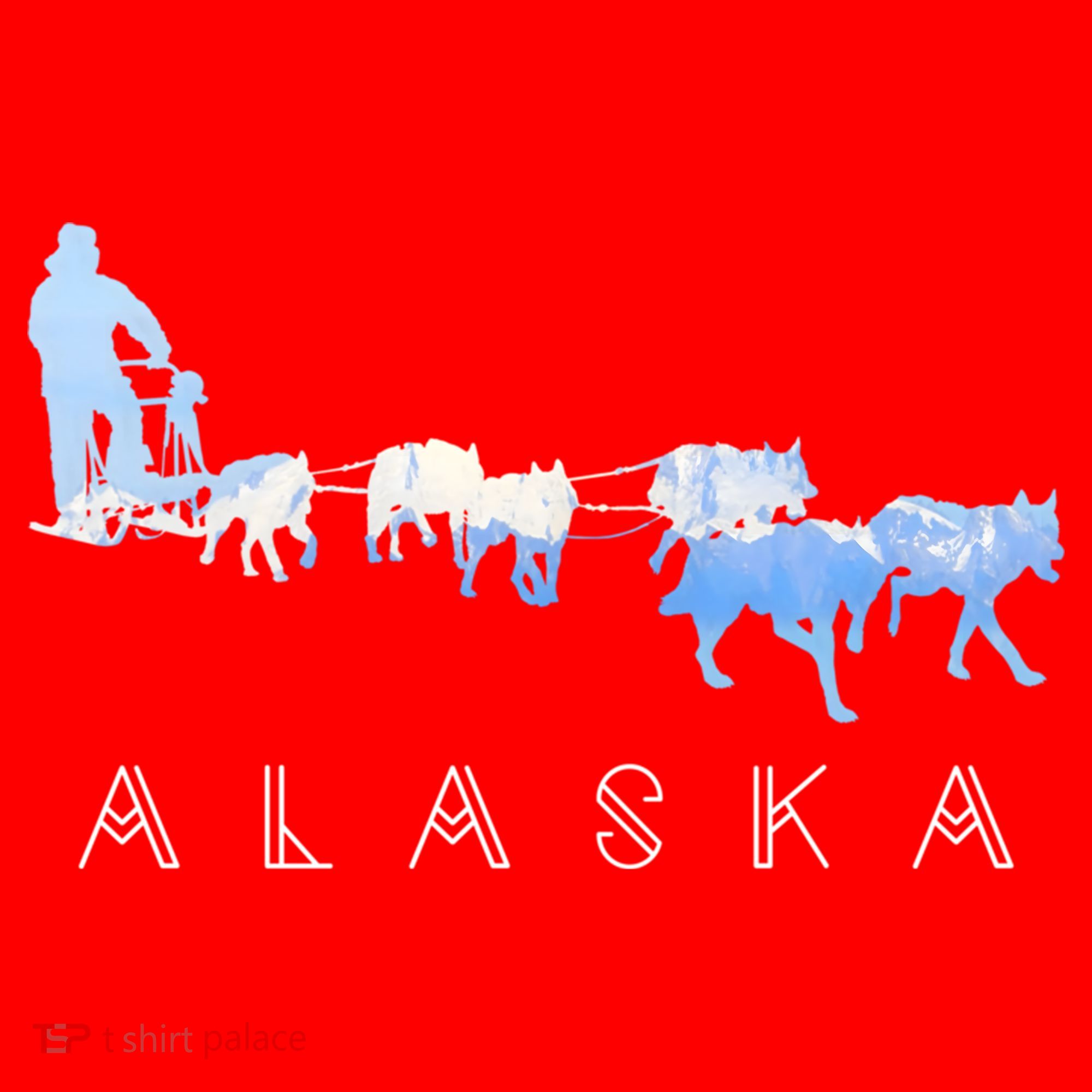 Alaska Sled Dogs Mushing Gift Sled Dog Team Snow Mountain Scene Gift Santa Hat