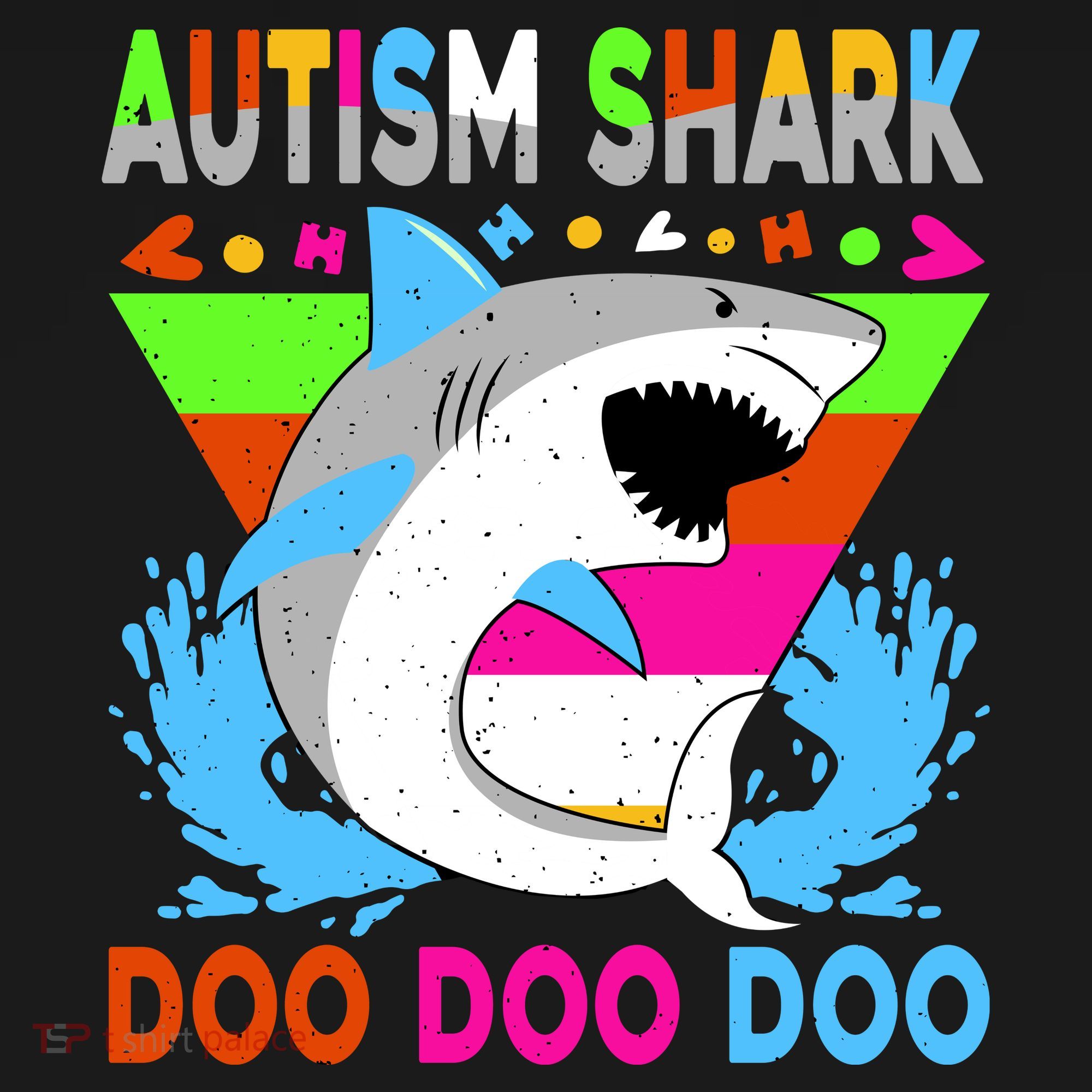 Autism Shark Doo Doo Doo Awareness Puzzle Backpack