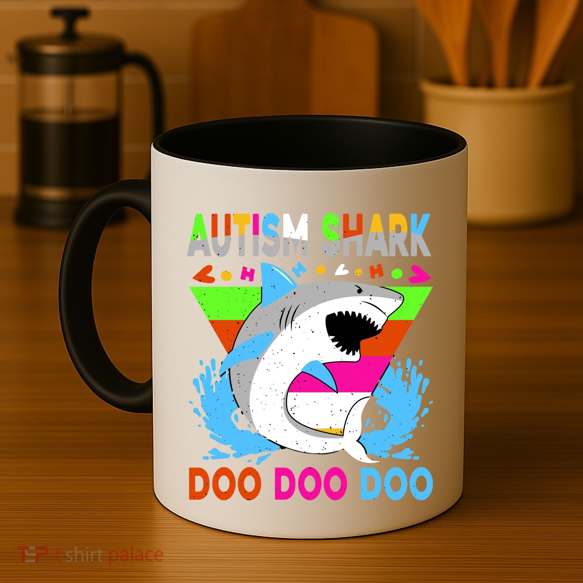 Autism Shark Doo Doo Doo Awareness Puzzle Coffee Mug