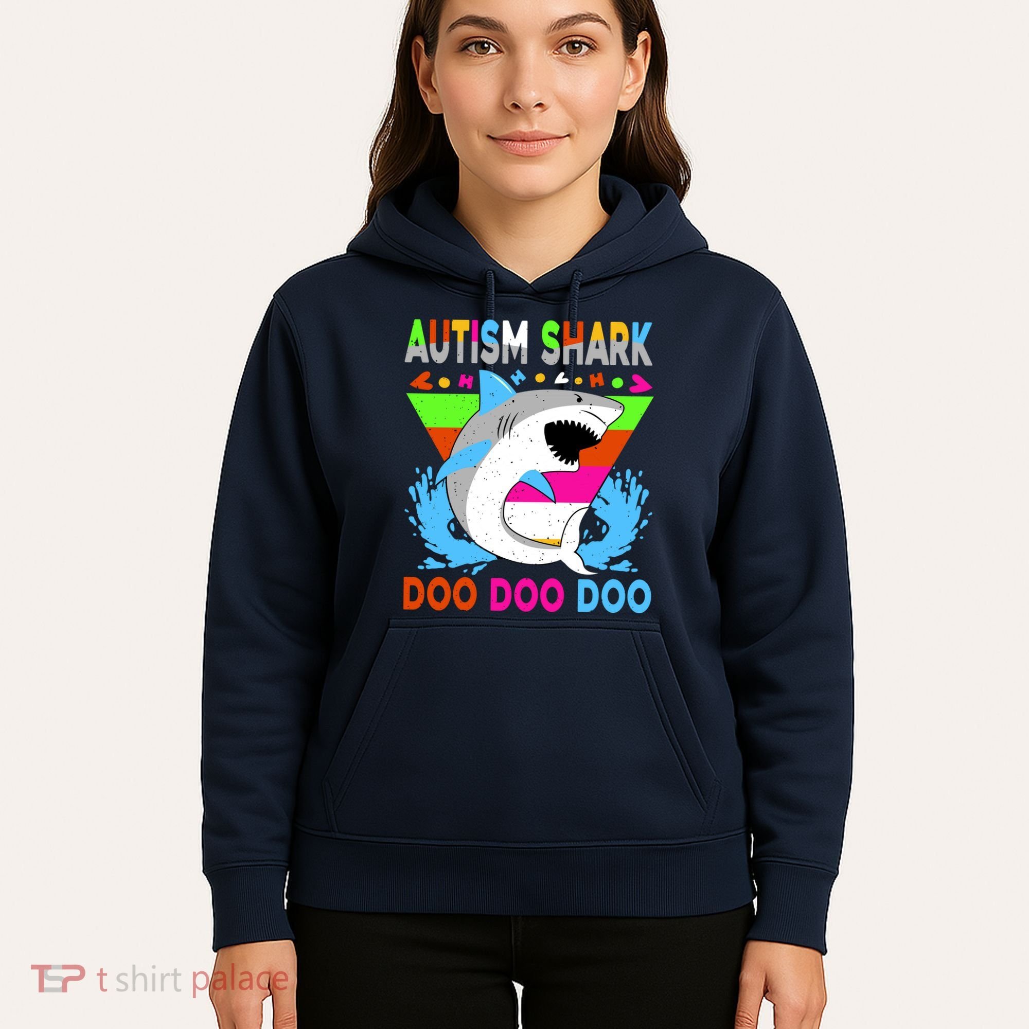 Autism Shark Doo Doo Doo Awareness Puzzle Hoodie