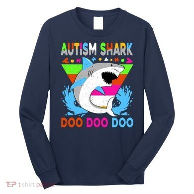 Autism Shark Doo Doo Doo Awareness Puzzle Long Sleeve Shirt