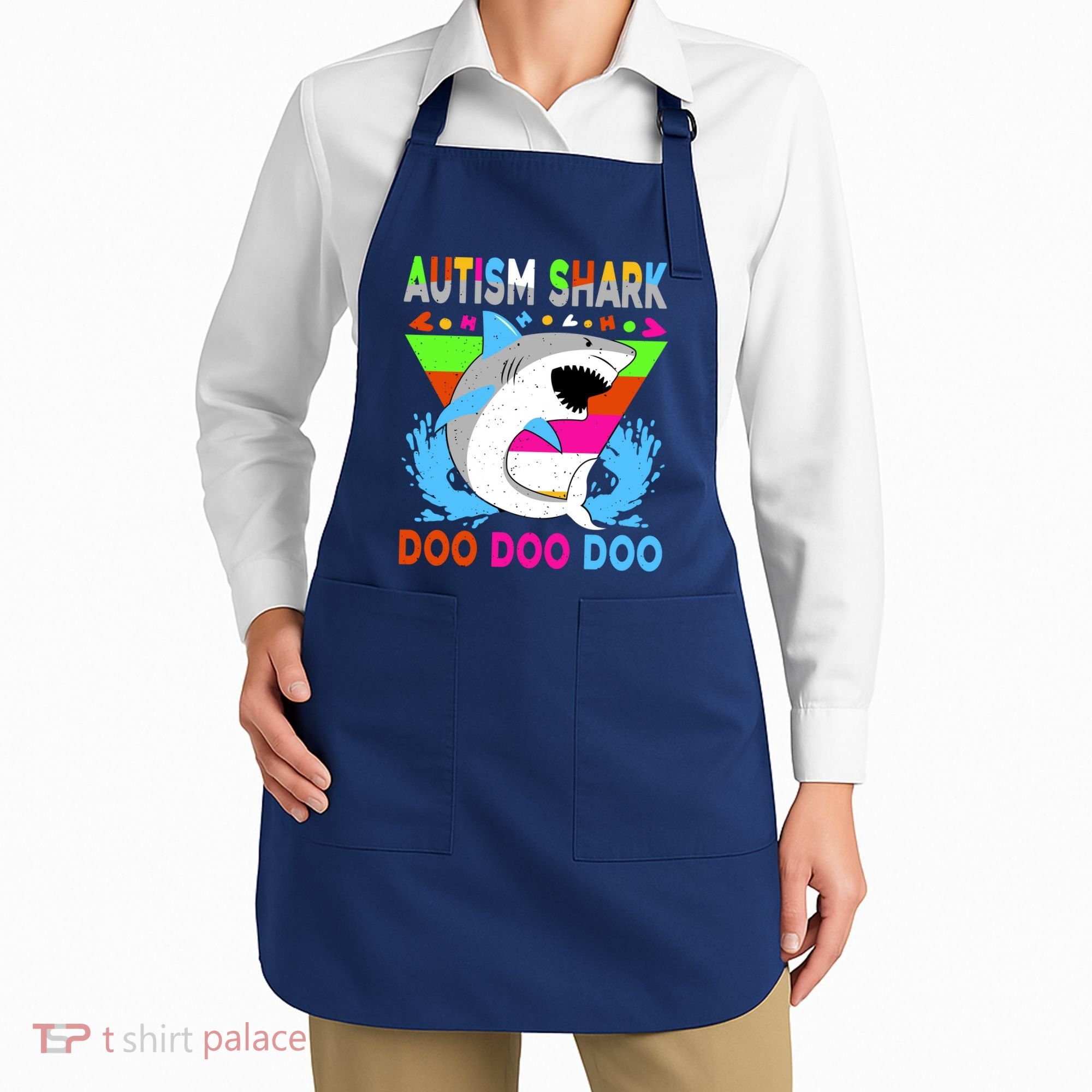 Autism Shark Doo Doo Doo Awareness Puzzle Apron