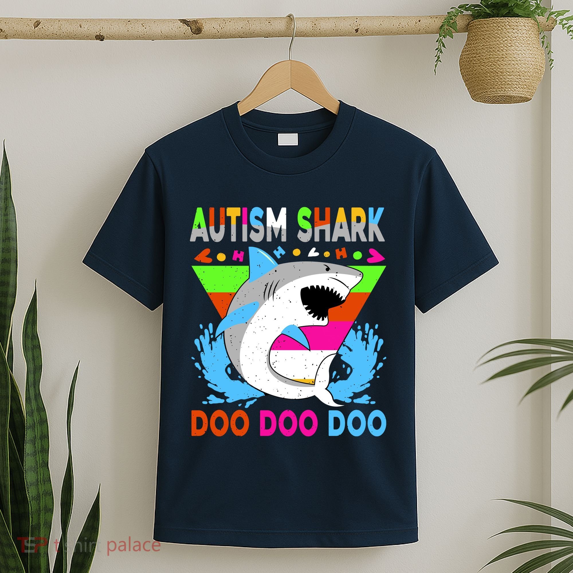 Autism Shark Doo Doo Doo Awareness Puzzle T-Shirt
