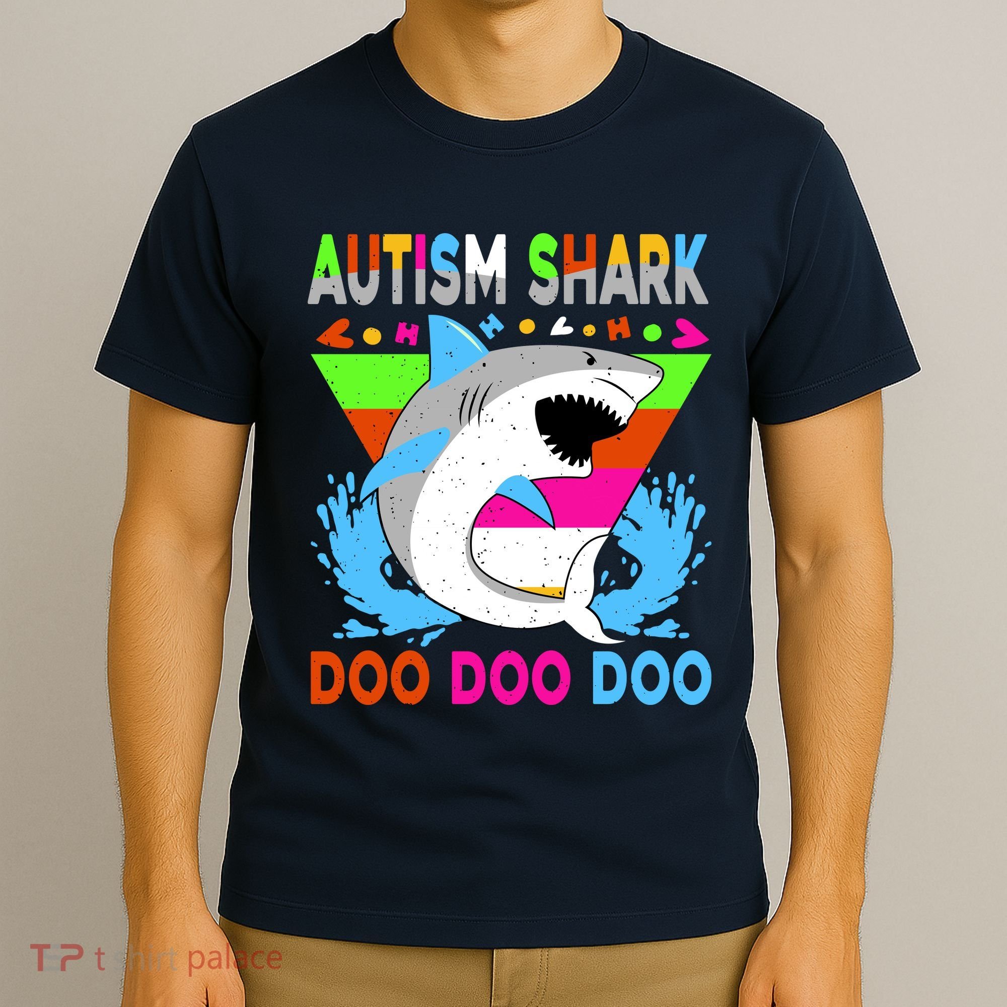 Autism Shark Doo Doo Doo Awareness Puzzle T-Shirt