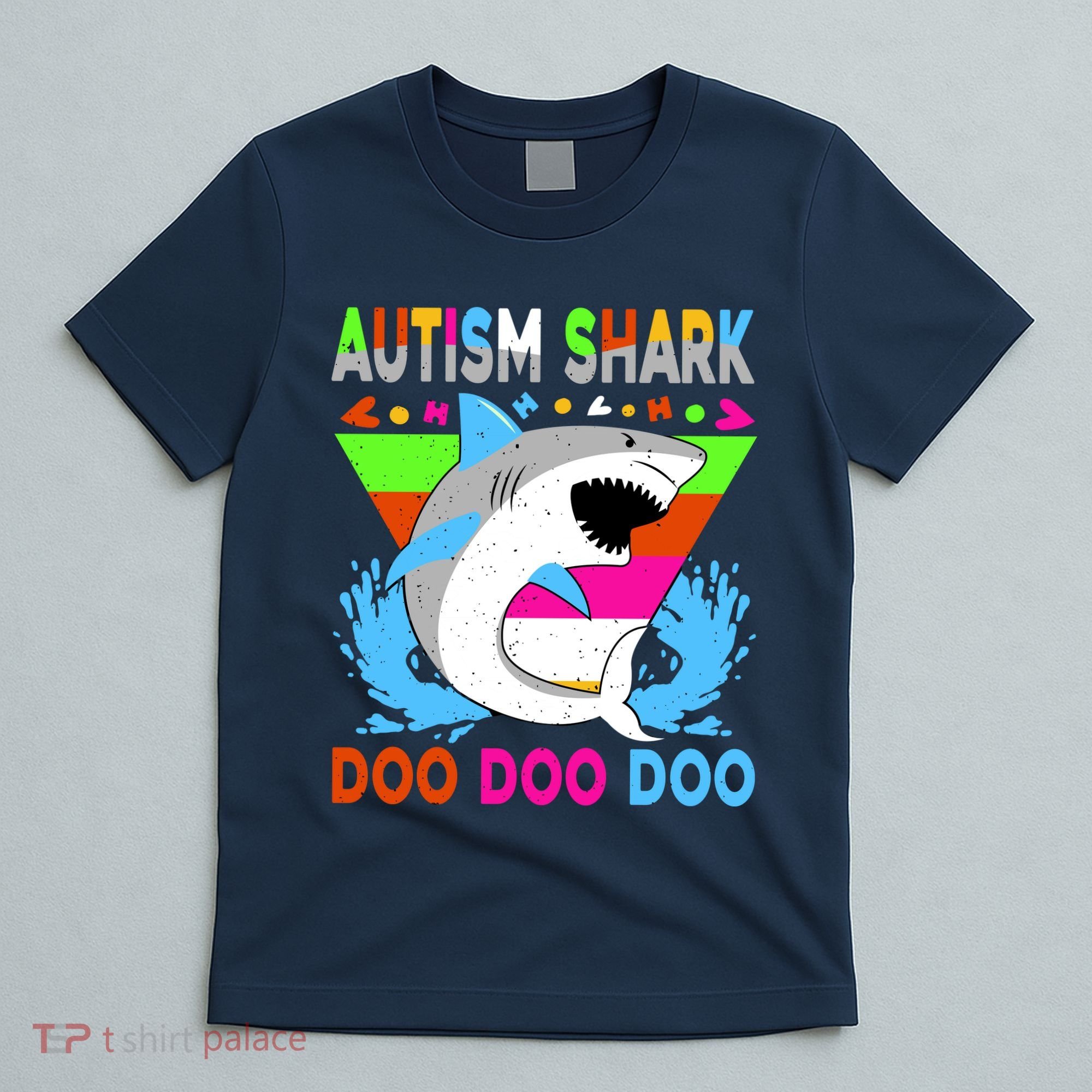 Autism Shark Doo Doo Doo Awareness Puzzle T-Shirt