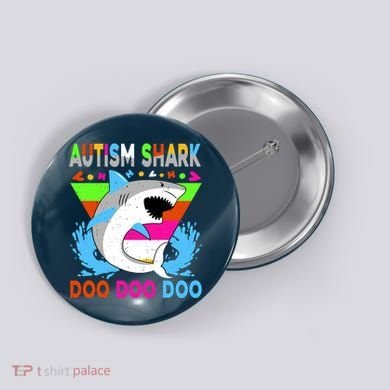 Autism Shark Doo Doo Doo Awareness Puzzle Button